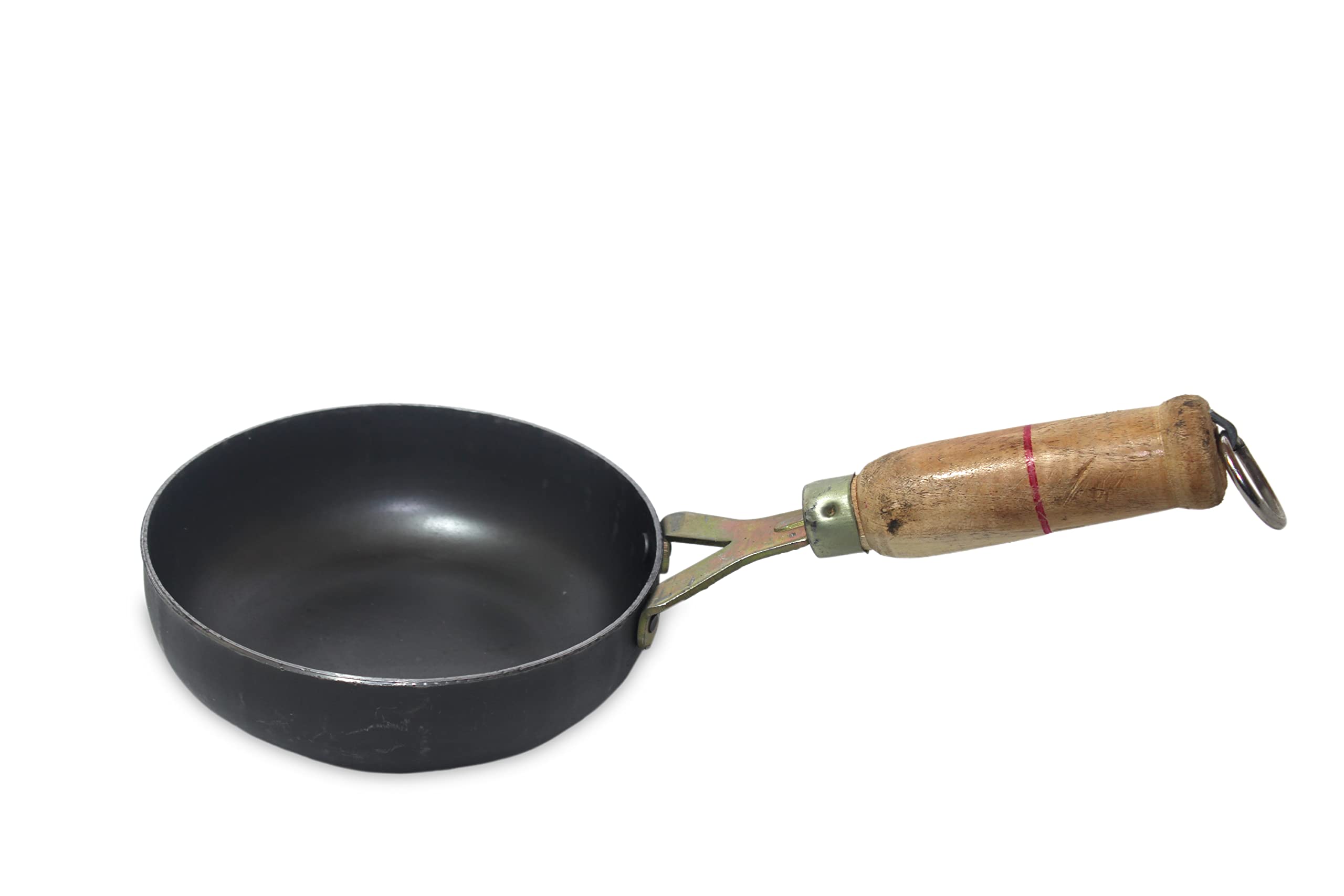 MYNAKSHA Iron Tadka Pan with Handle (Black, 6.5 inch, 16cm, 2mm Thickness)