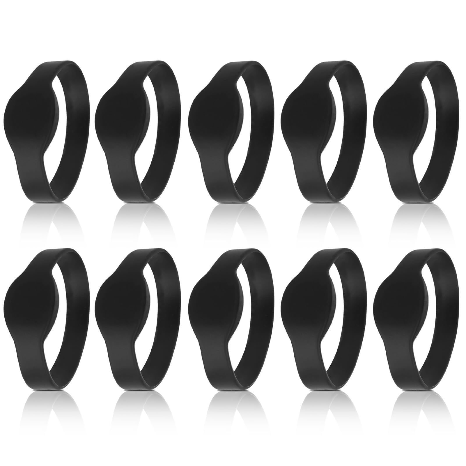 Agatige RFID Wristband, 10 Pezzi 13,56 MHz Carta D'identità Braccialetti in Silicone Scheda IC Impermeabile con Cinturino, Utilizzata per Controllo degli Accessi, Piscina, Sauna(Nero)