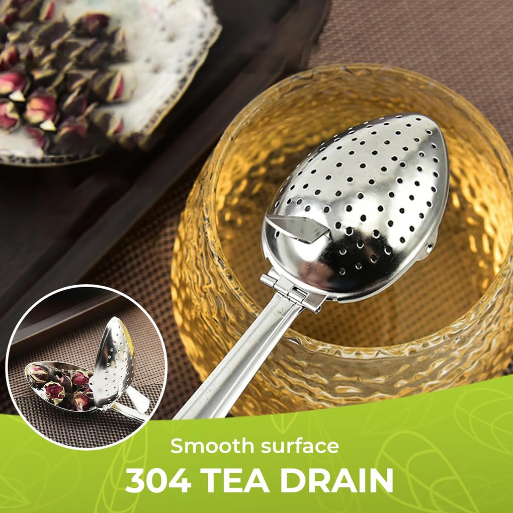 3 stück Edelstahl Tee Ei Feine Mesh Tee Blätter Mit Edelstahl Tee Tee Blätter Reinigen Infuser Löffel Löcher Tee, Gold, 15 * 3.95 * 3.5 cm