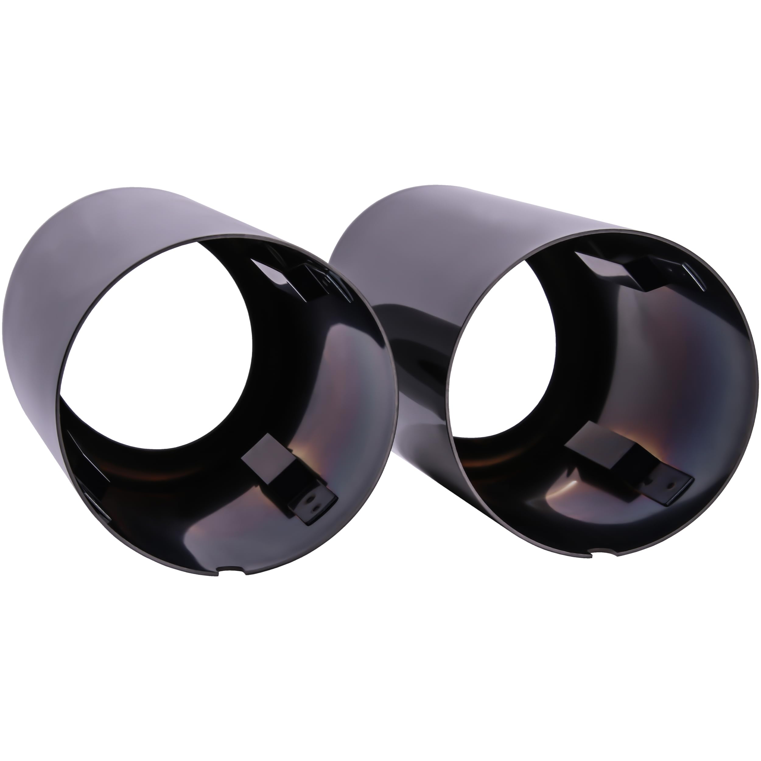 RECAMBO Auspuffblenden Set 2x Schwarz Chrom passend für VW Golf VII Typ AU BJ 2012-2021 eleganter Zweifarb-Look - einfache Montage - fester Sitz - aufwertende Heckoptik - langlebige Oberfläche