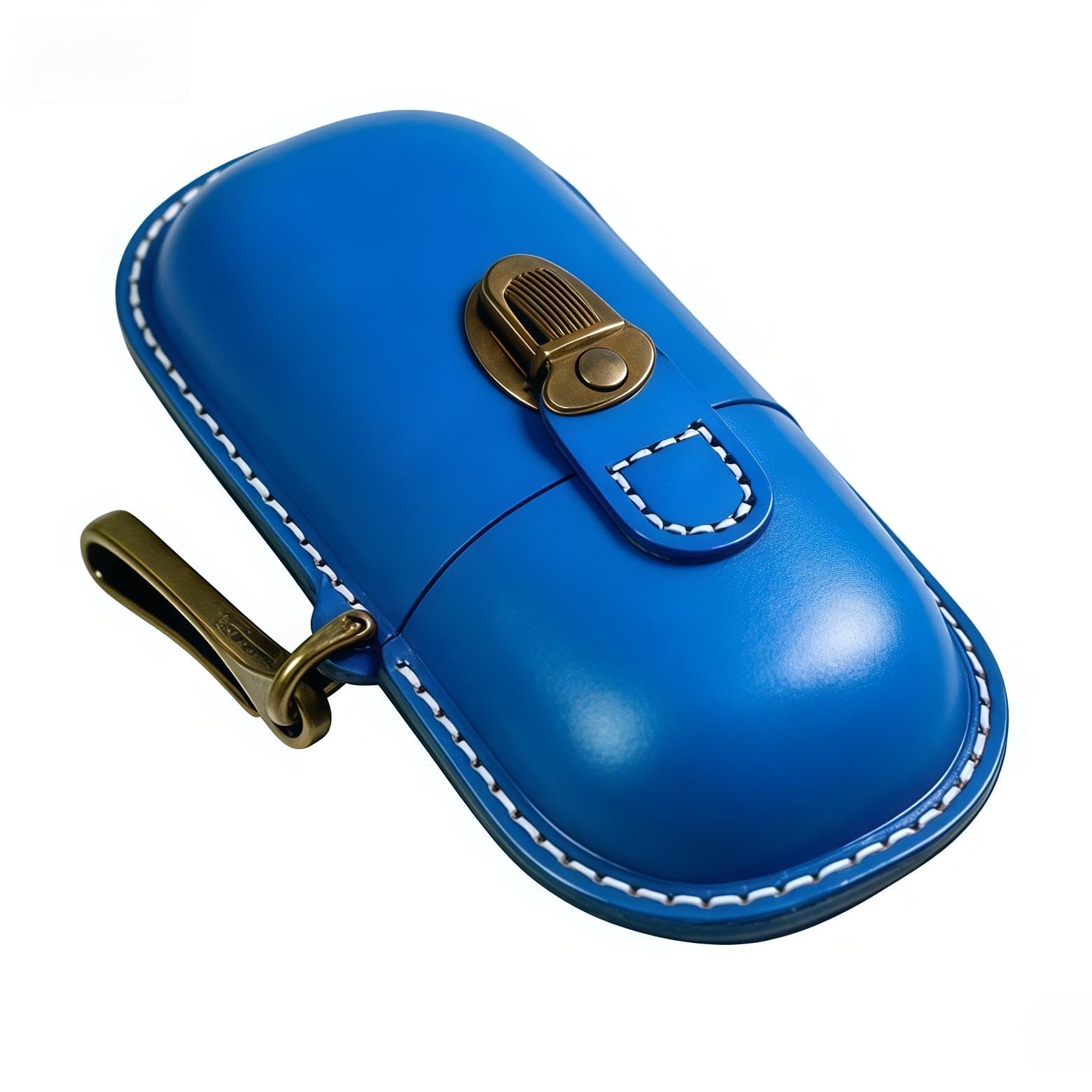 Étui de protection en cuir pleine fleur rétro (lunettes de soleil, lunettes de vue, lunettes de lecture), pochette de rangement pour lunettes portable,Bleu