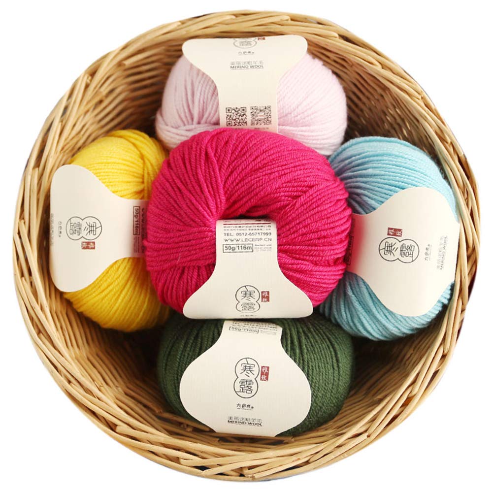 300G Merino Wolle Bälle für Häkeln und Stricken, weiche warme und Antipilling, 2.5mm Medium Thick Wollfaden, 23 Farben,09