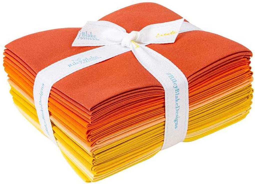 Generic Riley Blake Designs (RBD) Confetti Cotton Solids, Premium Quilting Fabric, Perfect for Quilting, Apparel, Crafting, Home Decor, Sewing Projects and More… (Orange/Yellow FQ Bundle)
