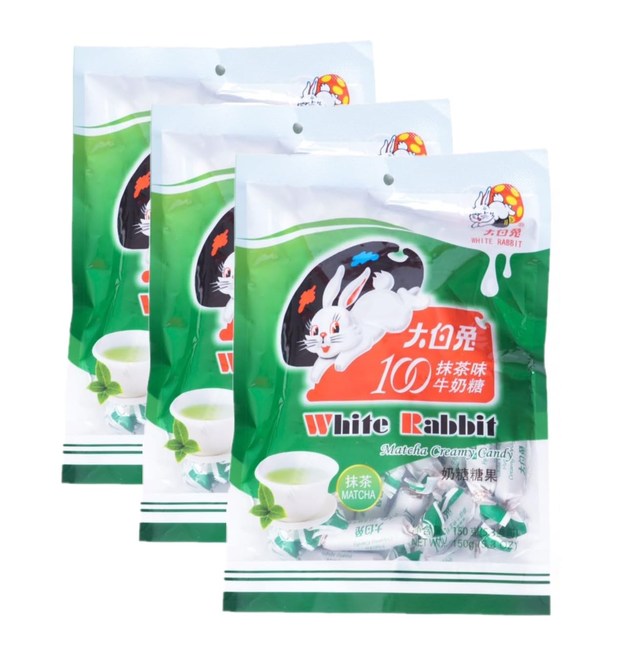 Amazon | 大白兎 ミルクキャンディー（抹茶味）150g*3点 White Rabbit