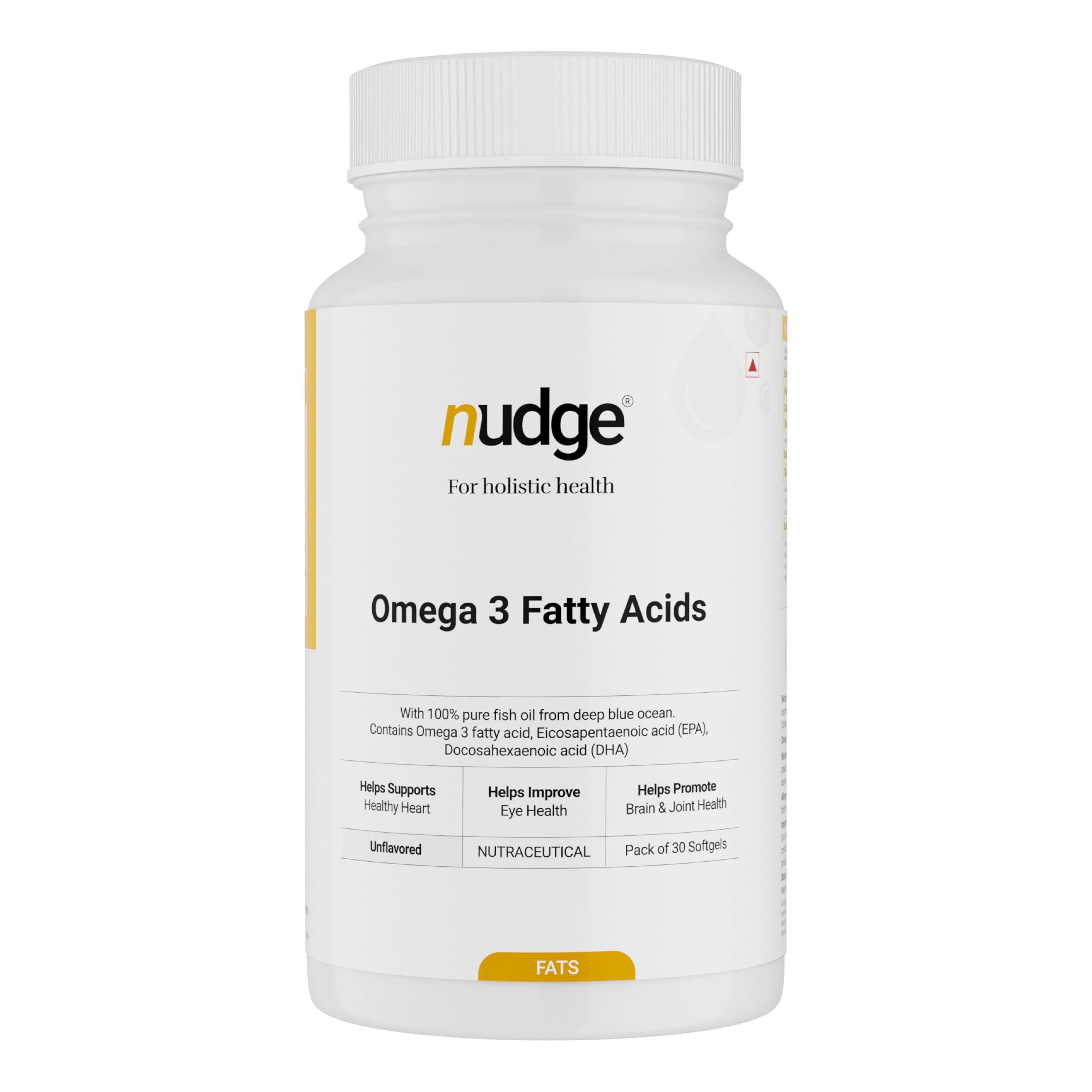Nudge Omega 3 Fish Oil 30 Softgel Capsules for Healthy Heart, Joint & Brain |1000 mg Omega Fatty Acid with EPA 180 mg & DHA 120 mg| For Men & Women| Third Party Tested & No After Taste| Pack of 30 (B0C9WV212V) Amazon Price History, Amazon Price Tracker