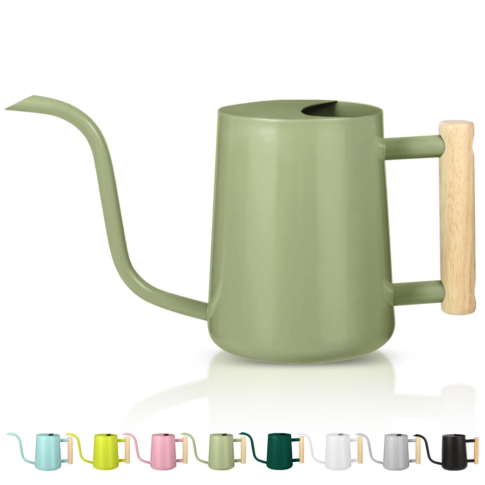 Watering Can for Indoor Plants, 35oz Small Stainless Steel Metal Pot With Long Spout for House Plant, Bonsai, Garden Flowers - Modern Decorative Design (Sage Green) — image 1