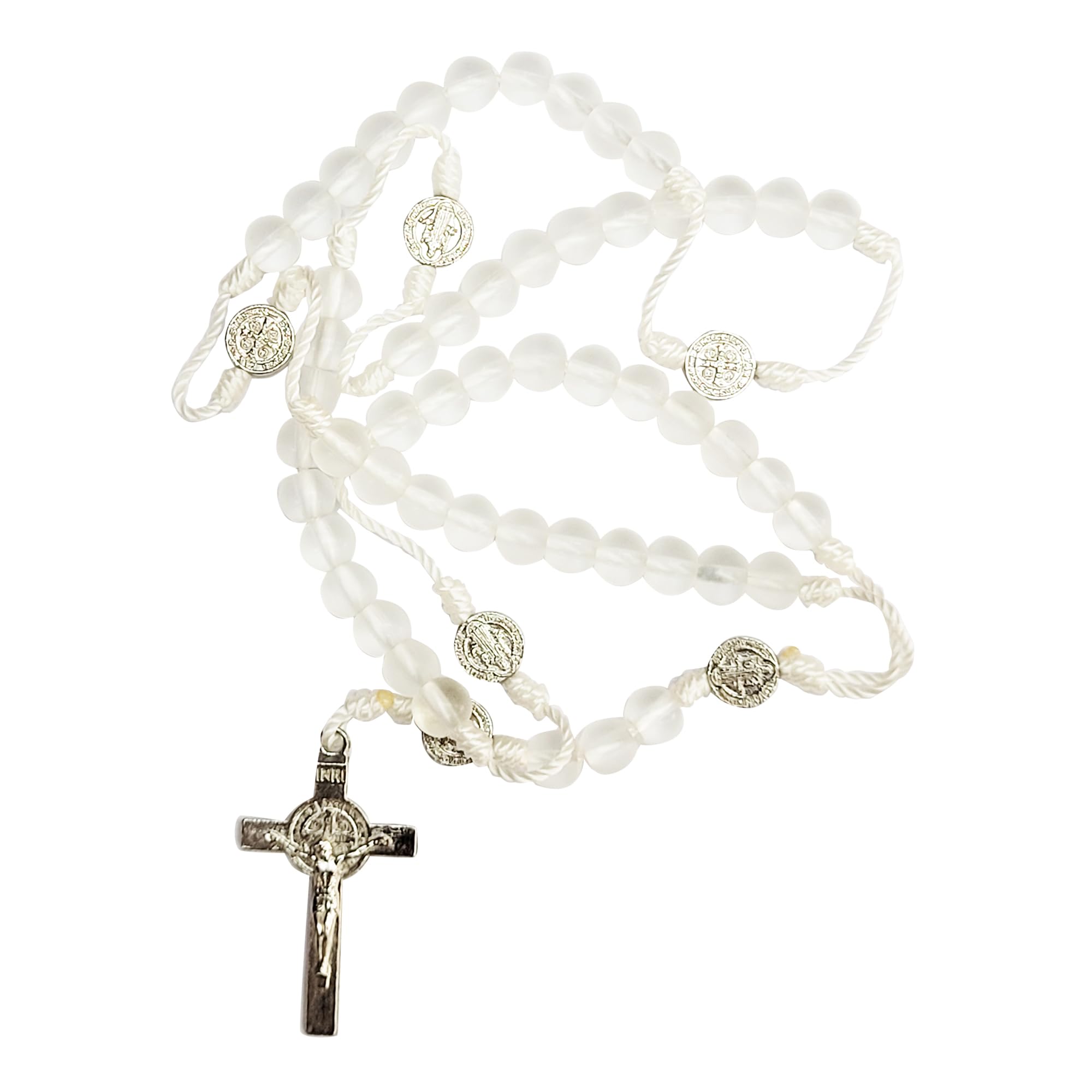 Ice Beads Catholic Praying Rosary with St Benedict Medals