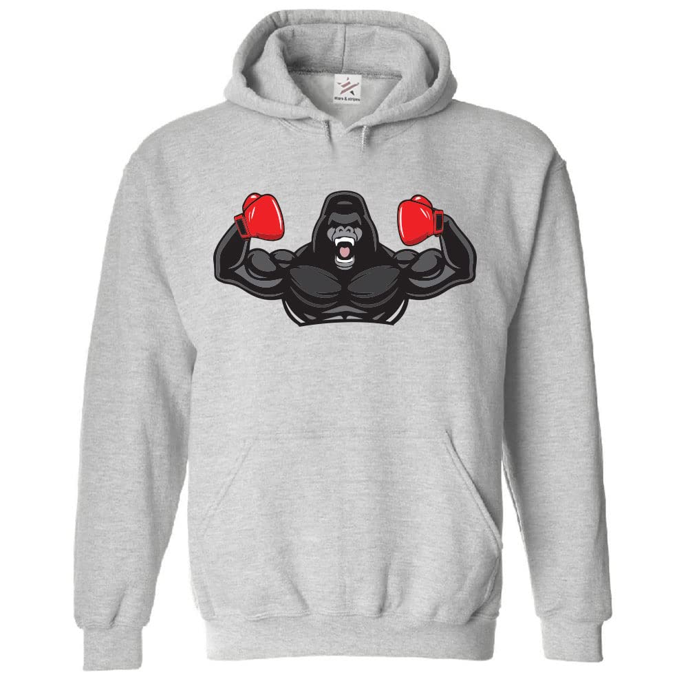 Stars and Stripes Boxer Gorilla Classic Unisex Kids Pullover Hoodie For Boxing Lovers (XS, Sports Grey, 12_13 Years)