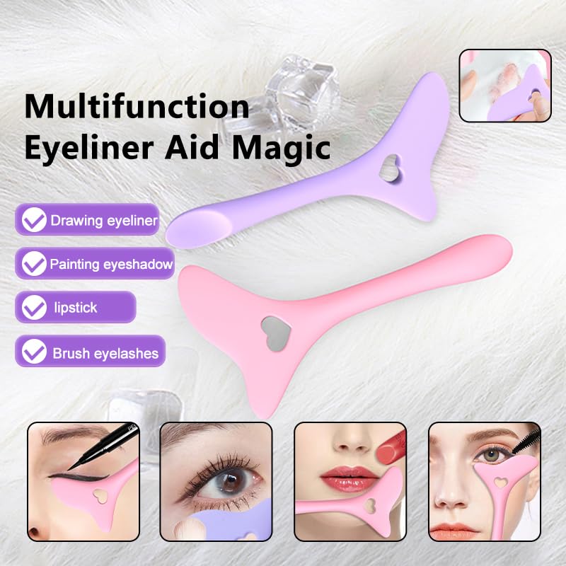 Miniatura 2 de 4 plantillas de delineador de ojos, herramienta multifuncional de maquillaje de ojos para mujeres como protector de pestañas, modelado de cejas,