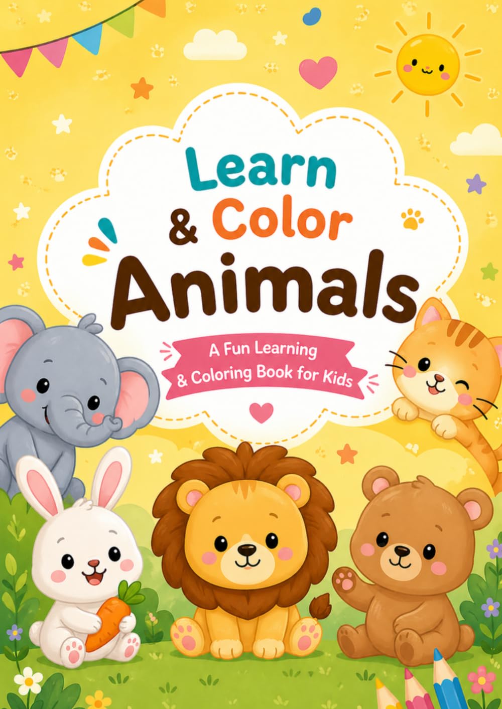 Learn & Color Animals : A Fun Learning Coloring Book for Kids