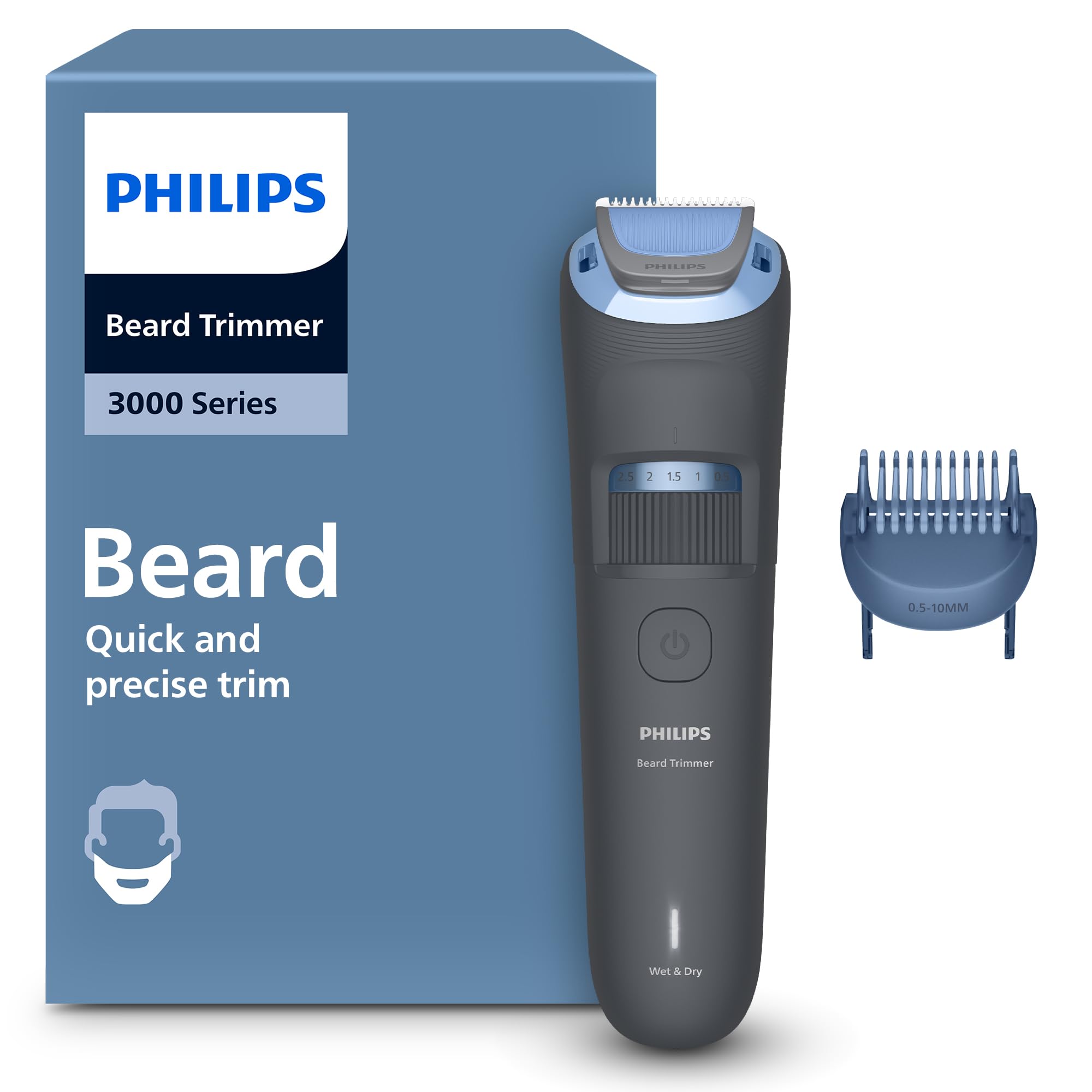 Philips Beard Trimmer 3000 Serisi, Siyah, 20 Uzunluk Ayarı, Kendini Bileyen Bıçaklar, 60 Dakika Kablosuz Kullanım, USB-A Şarj, BT3617/15