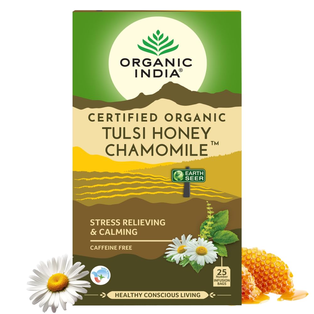 Organic India Tulsi Honey Chamomile Tea Bags, Pack of 25, 1.74g Each (B00H4SKY7A) Amazon Price History, Amazon Price Tracker