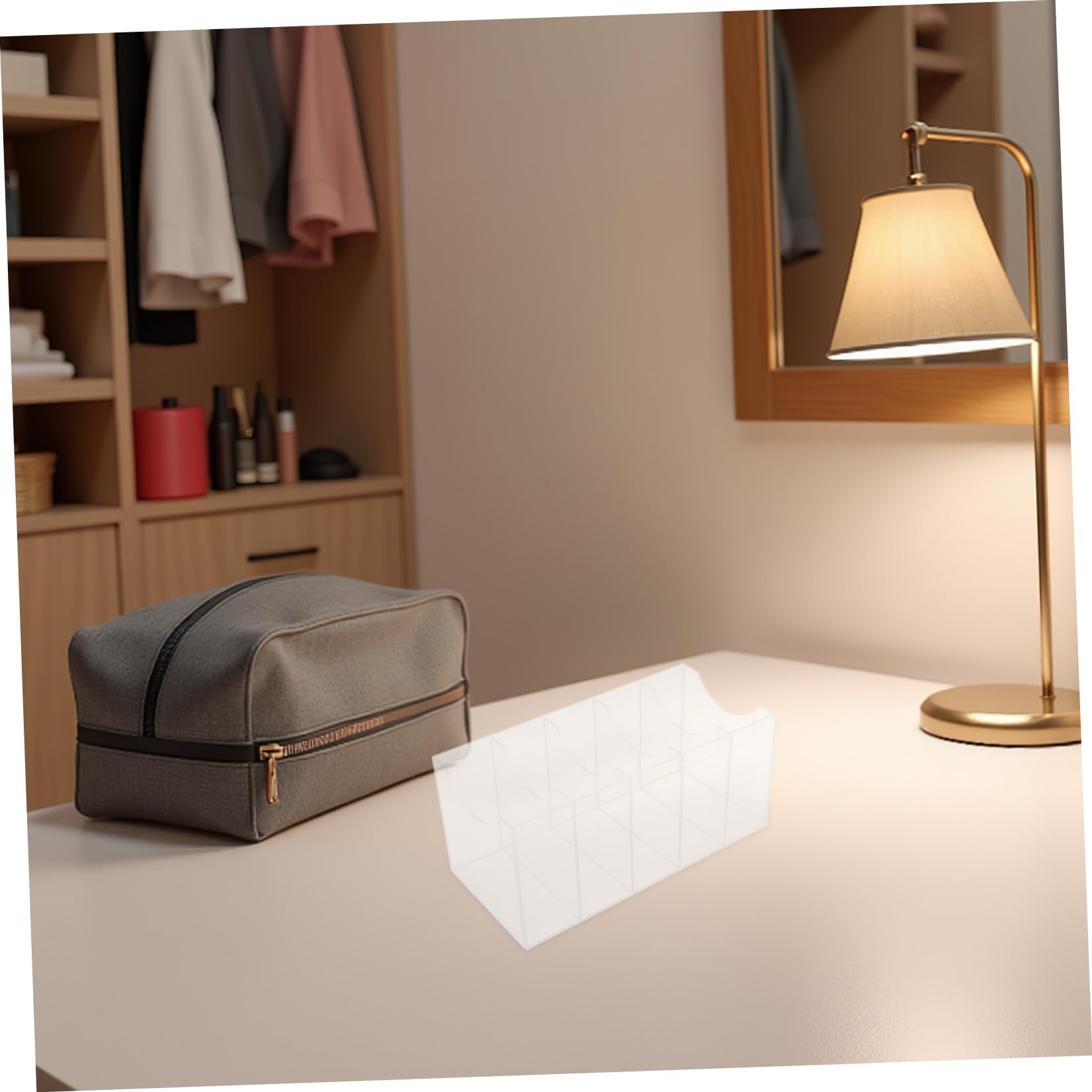Luxshiny Organizer Cintura a 5 Scomparti 2 Pezzi in Acrilico per Armadio | Scatola Trasparente, Visibilità Chiara e Manutenzione Semplice, per Cinture e Cravatte in Guardaroba