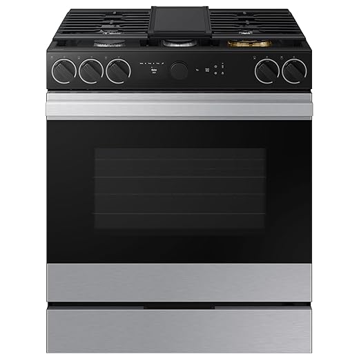 SAMSUNG Bespoke Smart Slide-In Gas Range 6.0 cu. ft. with Smart Oven Camera & Illuminated Precision Knobs, NSG6DG8700SRAA, Stainless Steel