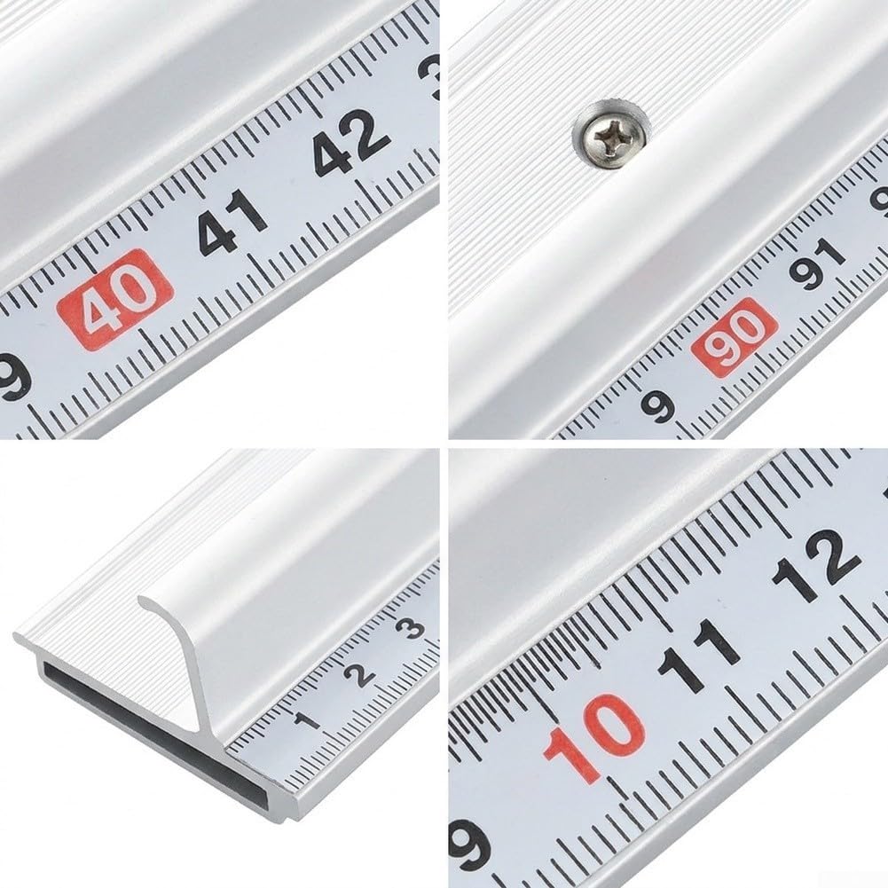 Regla de metal de 50 cm: regla de aluminio resistente con función antideslizante, precisa para arquitectos y artistas, regla plana resistente a los arañazos para trabajos profesionales