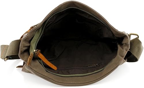 Miniatura 5 de GEARONIC - Bolso bandolera de lona para hombre estilo militar estilo vintage Coffee, forro polar verde con licencia oficial de star wars silent one