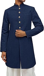 Mens Kurta Coats Indian Mandarin Collar Attire Ethnic Outfits Wedding Fe...