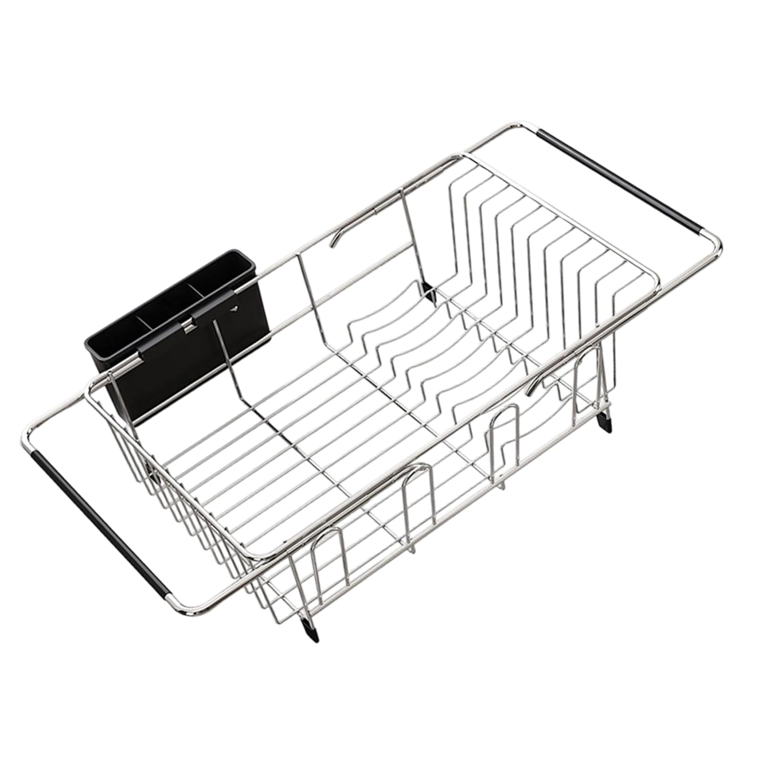 APGLSXY Kitchen Sink Drainer with Cup Holders and Utensil Tray for Countertop or Sink Space Saving Storage Rack Compact Rack for