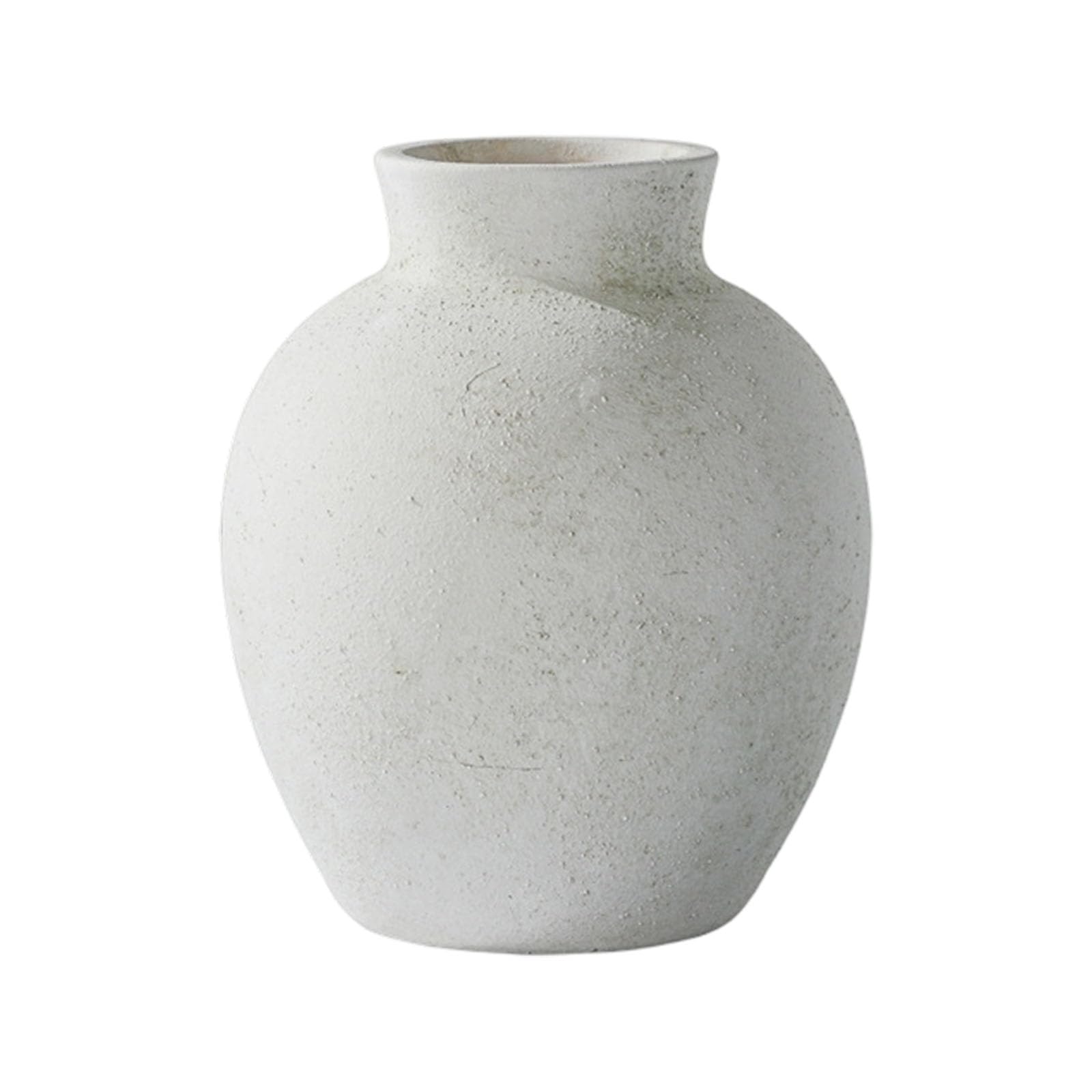 Display Ceramic Vase for Tabletop Decor, Rounded Distressed Accent Piece for Living Room Shelf and Entryway Decor Vase Tabletop Rounded Ceramic Distressed Flower Shelf Accent Entryway Short Neck