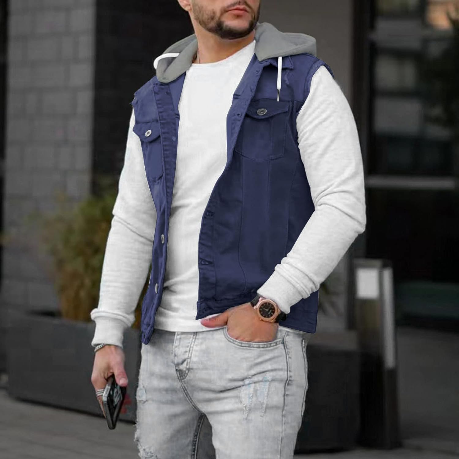 Damage zip denim vest / セットアップ seyto（セイト）の「Damage zip denim vest / ダメージジップ