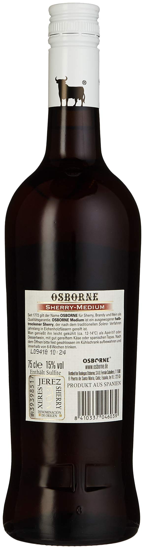 sherry aufbewahren Osborne Medium – Hochwertiger, halbtrockener Sherry, hergestellt nach dem Solera-Verfahren aus Andalusien in Spanien mit 15% vol. (1 x 0,75l) Lebensmittel & Getränke Erntekiste:5kg Eine praktische Aufbewahrung für collection: Cleaning And Organisation