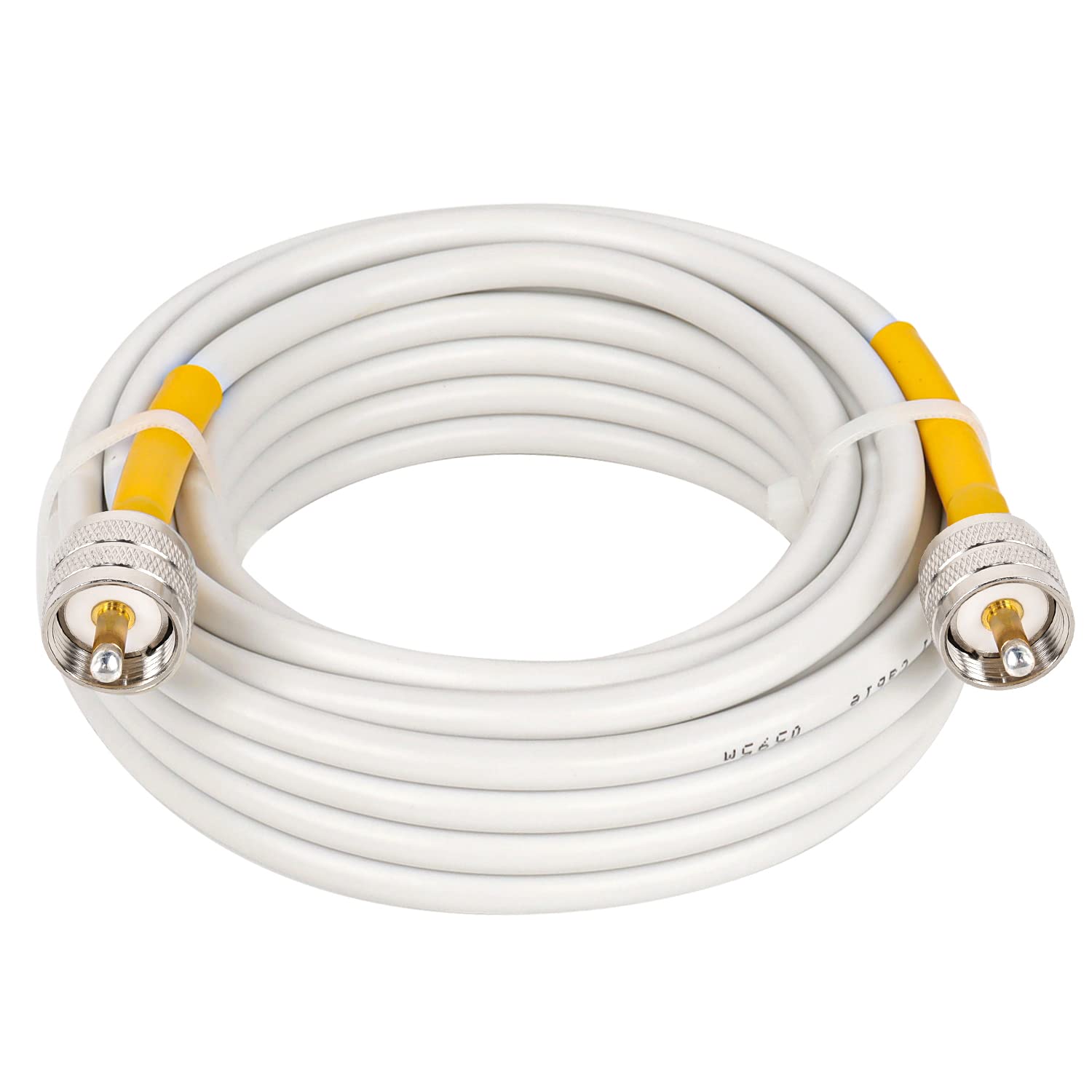 UHF PL259 Cable,RG8x CB Coax Cable,20ft UHF PL259 Male to Male Low Loss CB Antenna Cable,PVC White Marine Antenna Cable,50 Ohm for HAM Radio,Antenna Analyzer,Dummy Load,SWR Meter