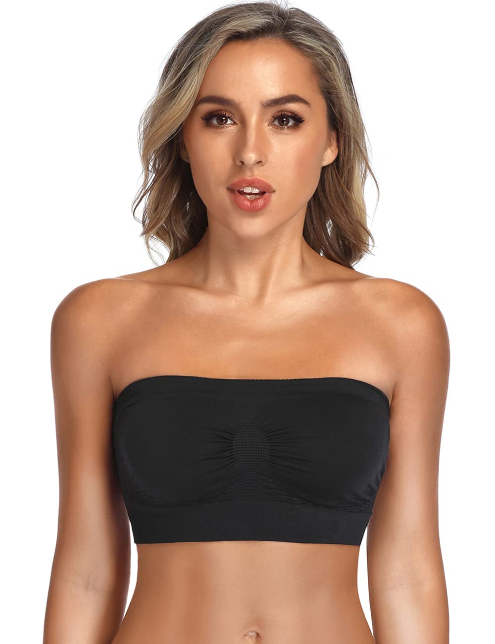 Strapless Comfort Wireless Bra with Slip Silicone Bandeau Bralette Tube Top