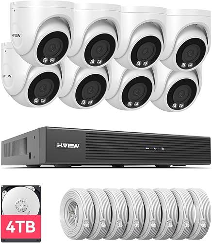 Miniatura 12 de H.VIEW Sistema de cámara de seguridad 4K PoE NVR, 4 cámaras PoE con cable de 8 MP resistentes a la intemperie, detección inteligente de personas,