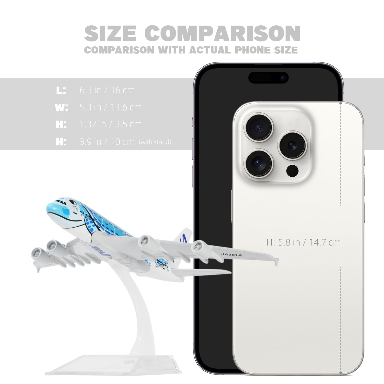 Amazon.com: QIYUMOKE 1/400 A380 Model Plane Blue Turtle Diecast