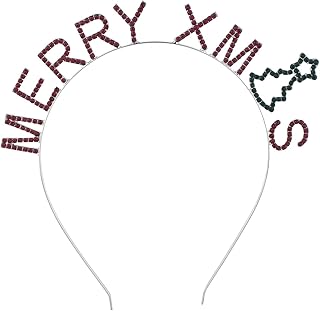 Lux Accessories Silver Tone MERRY XMAS Letters Red Green Rhinestones Headband