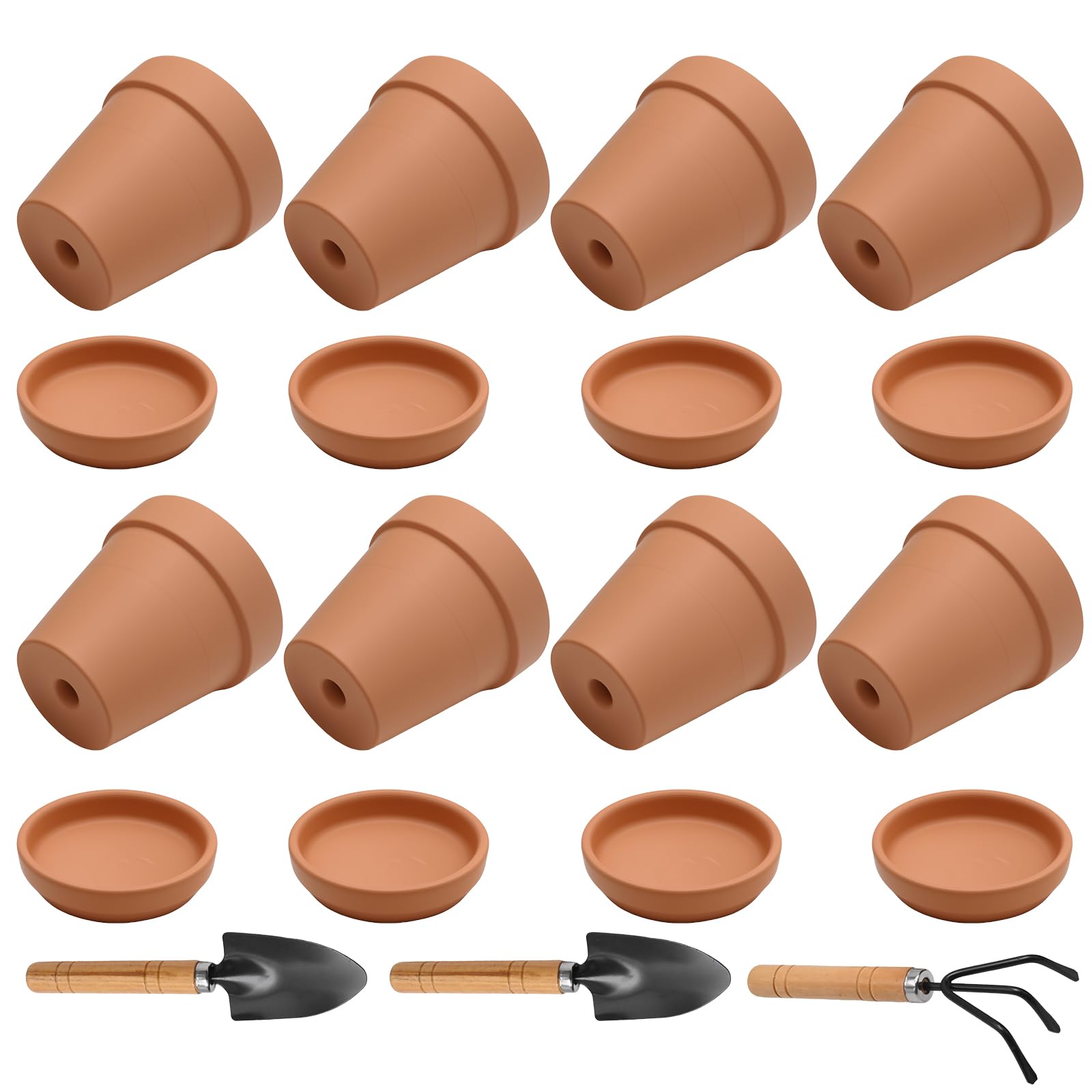 Hoypeyfiy 8 mini vasi in terracotta, 8 x 8 cm, con sottovaso e foro di scarico, per regali di nozze botanici