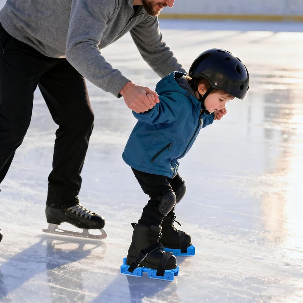 Patins de Hockey sur Glace Ajustables avec Système de Fixation à Sangle pour Tout-Petits et Jeunes Enfants, Patins à Glace avec Double Lame pour Débutants.