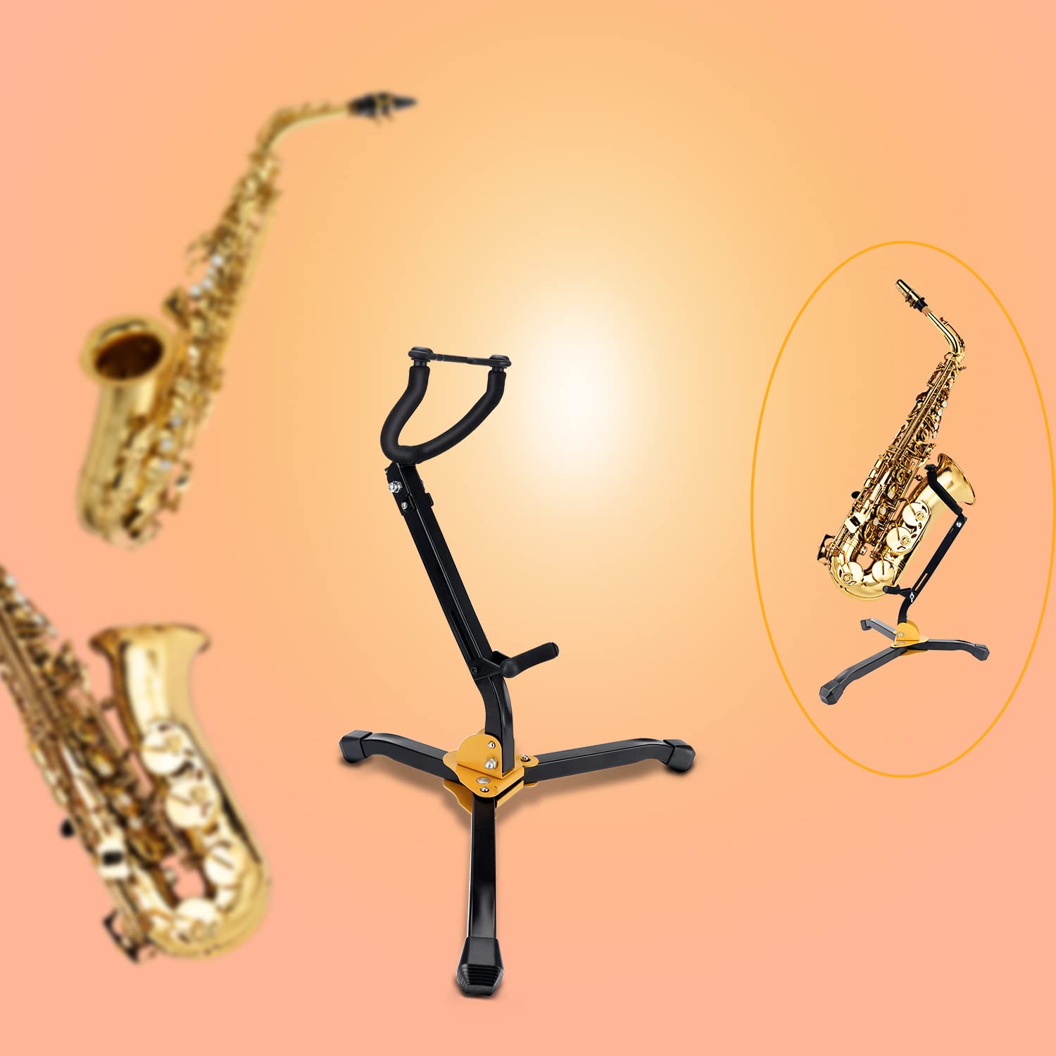 Supporto Treppiede Regolabile Pieghevole In Metallo Per Sassofono Contralto, Tenore, Clarinetto E Flauto, Leggero E Antiscivolo