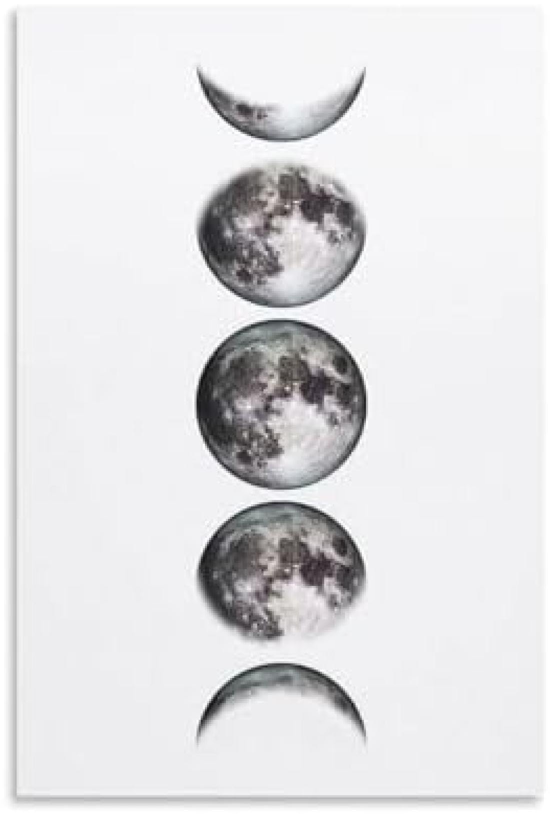 Amazon.co.jp: 黒と白の月のキャンバスの絵画の壁の芸術の絵、月の