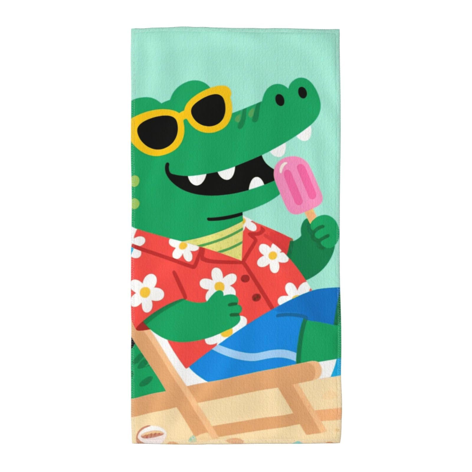 FekiLoot Absorbent Hand Towels 12"X24" Decorative Bathroom Towel Soft Microfiber Face Towel Cute Alligator Dish Kitchen Towels for Bathroom Kitchen Hotel Spa Bath Towels