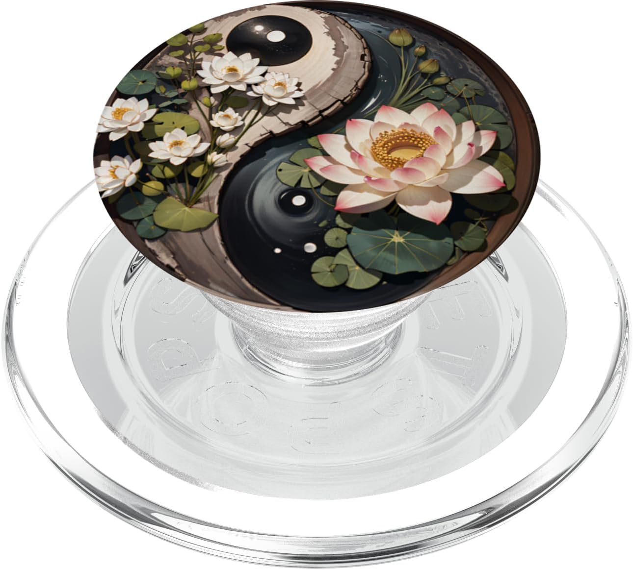 Lotus Flower Pond Yin Yang PopSockets PopWallet for MagSafe