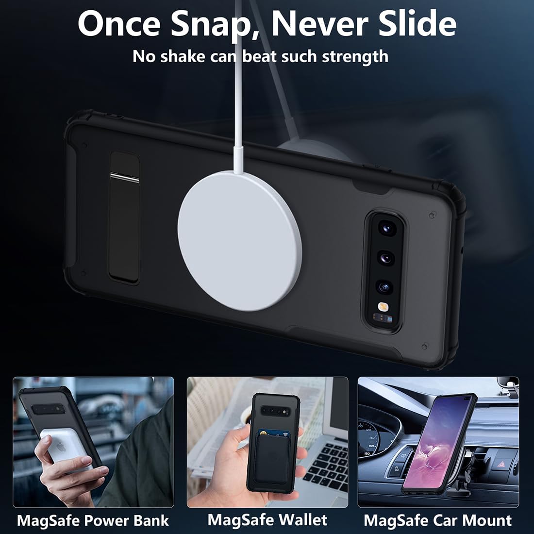 TIANNIUKE Magnetic Case for Samsung Galaxy S10,Compatible with MagSafe,Adjustable Kickstand,Translucent Matte Anti-Fingerprint,Shockproof Protective Phone Case for Galaxy S10 Case - Image 4