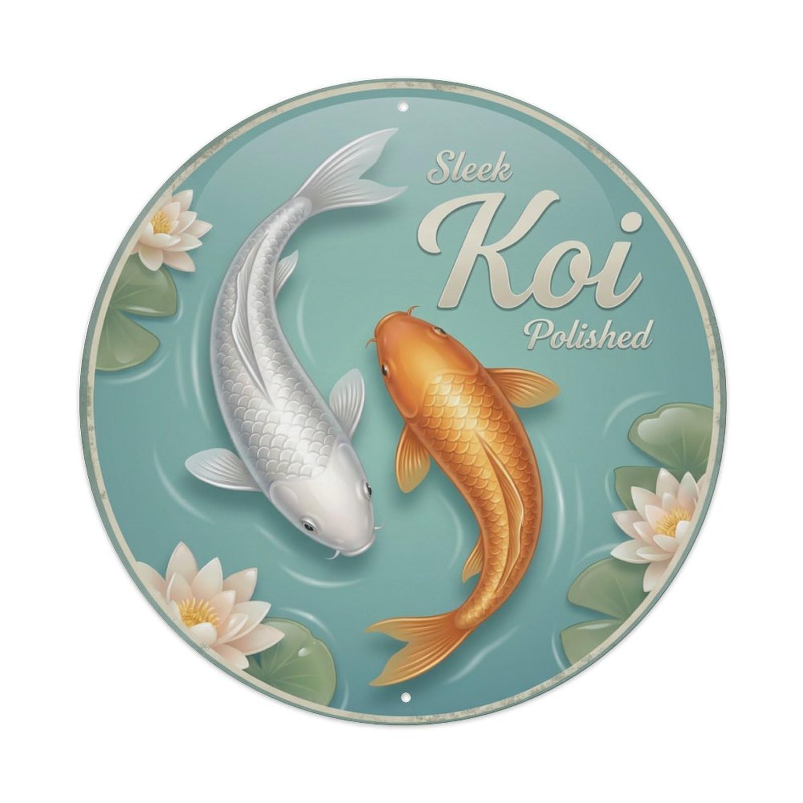Tgrcjimh Style Metal Tin Sign Koi Fish Smooth Satiny Polished Japan Retro