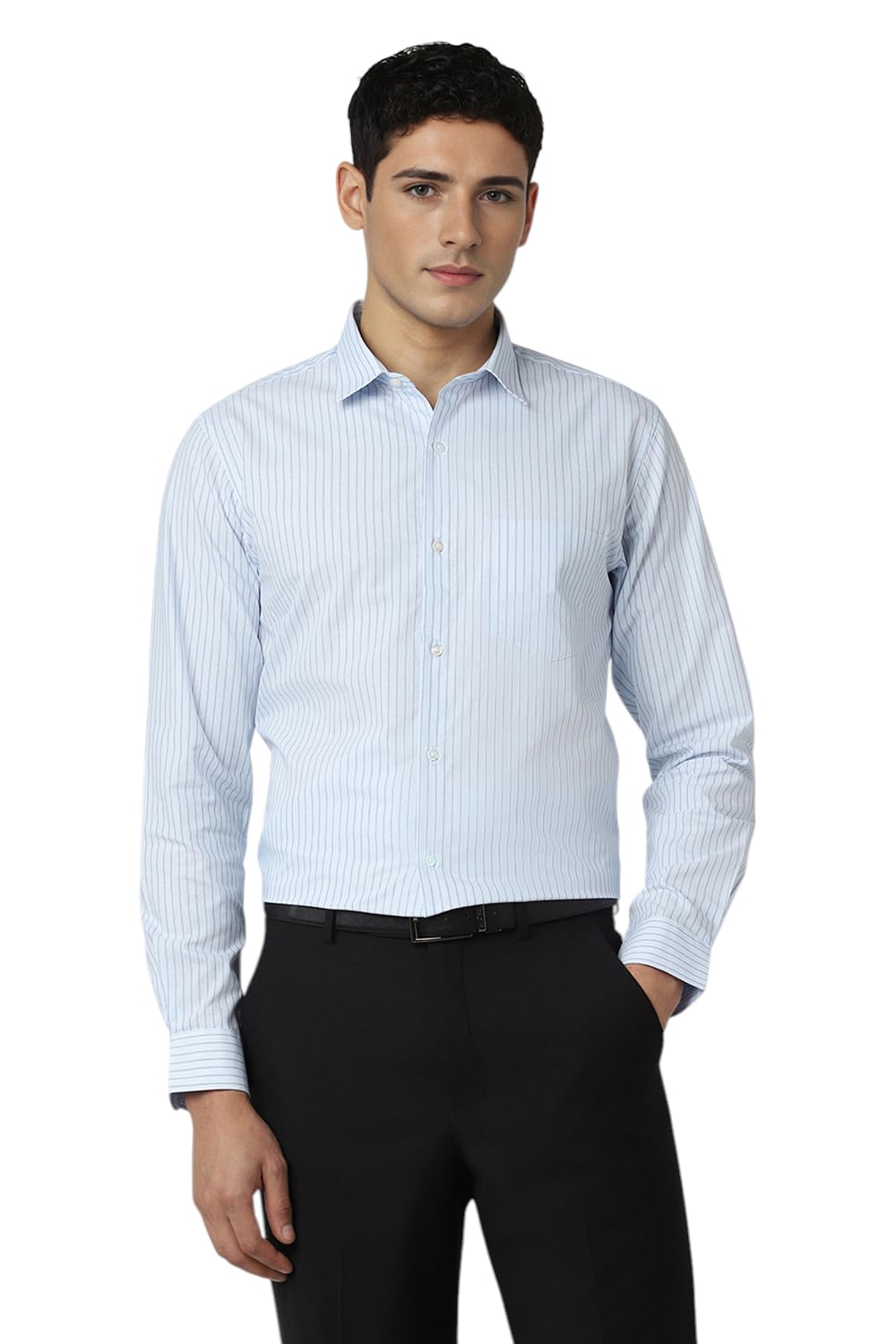 peter england Men's Striped Slim Fit Full Sleeve Formal Shirt | Cotton-Rich | Wonder Fabric | Pin-Point Oxford Weave-picture-20