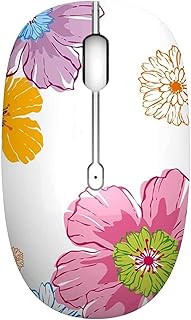 Uiosmuph M101 Wireless Mouse 2.4G Cute Silent Optical Travel Mice with USB Receiver for Notebook/PC/Laptop/Computer/Macbook,DPI 1600,3 Buttons(Flower)