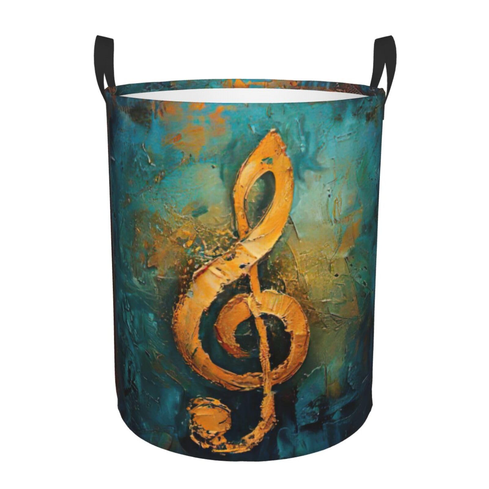 Panier à linge haut à motifs musicaux pour rangement de couvertures