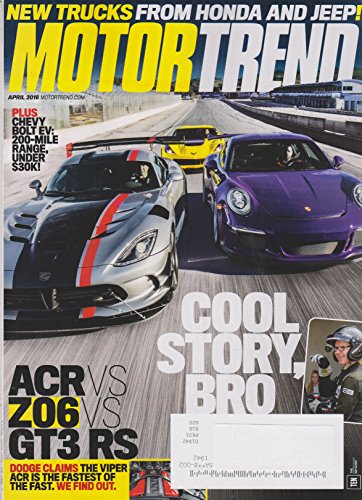 Motor Trend April 2016 ACR vs Z06 vs GT3 RS