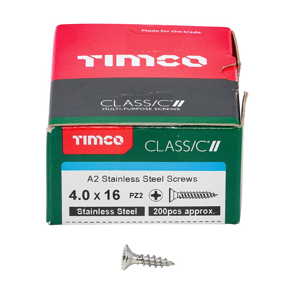Timco Classic Multi-Purpose Countersunk A2 Stainless Steel Woodcrews4.0 X 16 (200Pcs) from B&Q