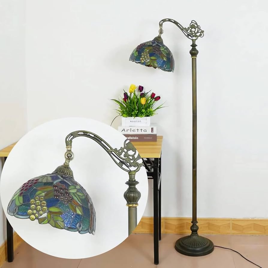 フロアスタンド Antique. Lamp shade Tiffany Style Floor Lamp, 12