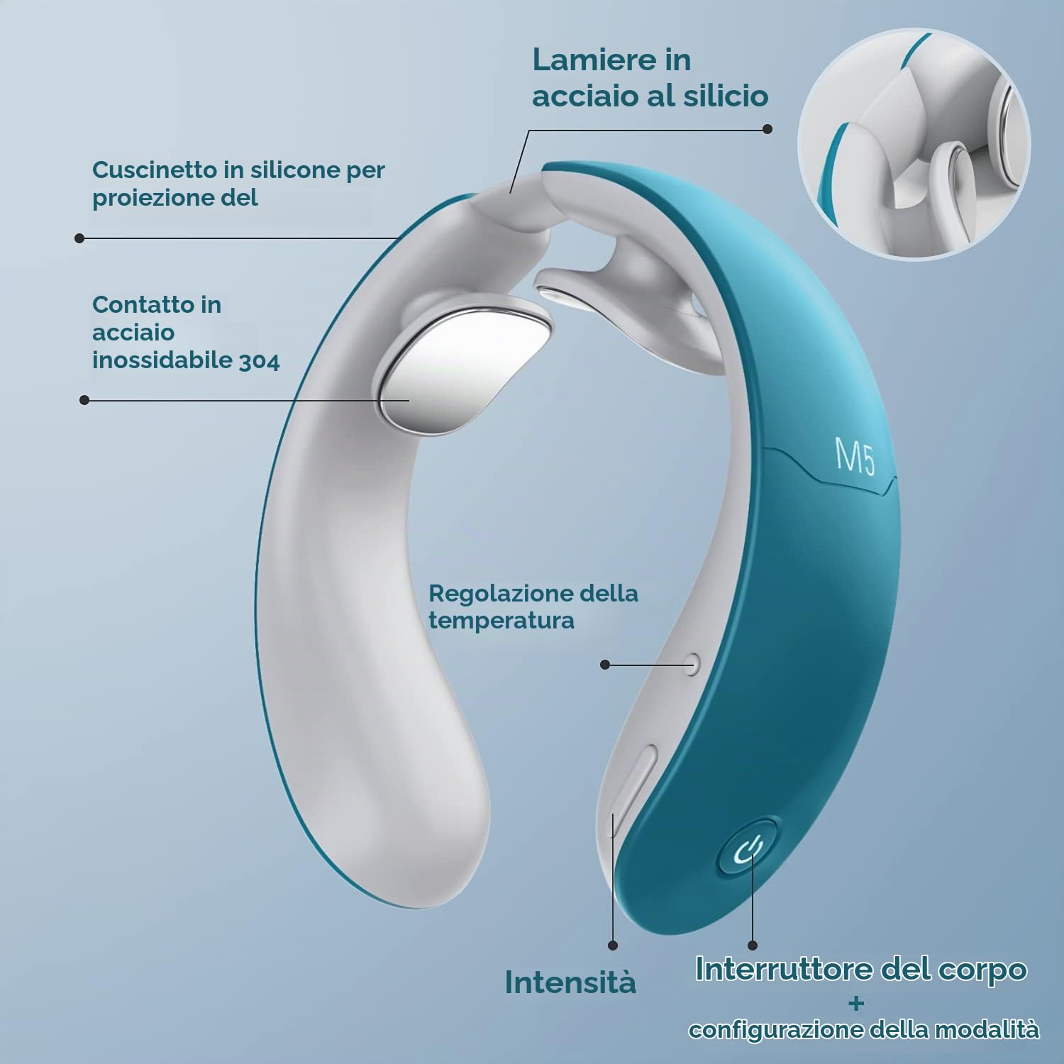 Massaggiatori Intelligenti per il Collo, Massaggiatori Portatili per il Collo con Funzione di Calore,Vibrazione e Impulso, Supporto APP e Telecomando,Regali ideali per i genitori