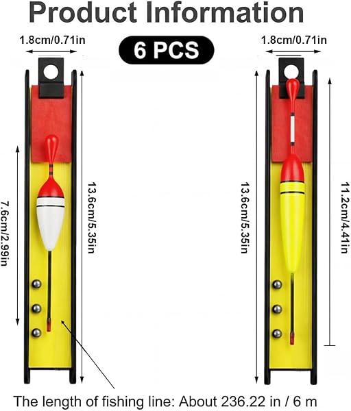 6pcs Flotteur Pêche Truite Bois Balsa - Kit Bouchon Pêche avec Hameçon Ligne Plomb - Matériel Pêche Accessoire pour Rivière Étang - Haute Sensibilité & Visibilité Anti-emmêlement - 2