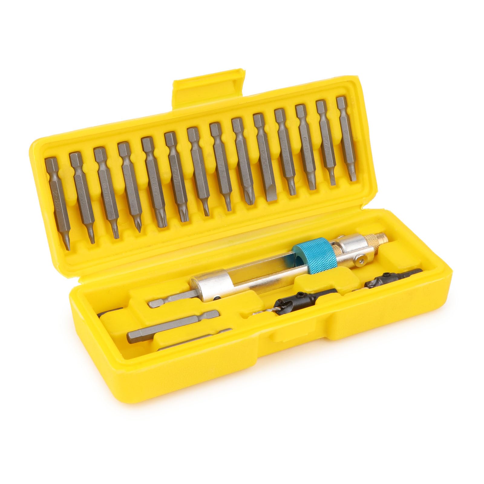 20Pcs/set Half Time Drill Driver Swivel Multi Screwdriver Bit Sets 16 Different Kinds Head with Countersink Bits Allen Wrench Quick-Change from