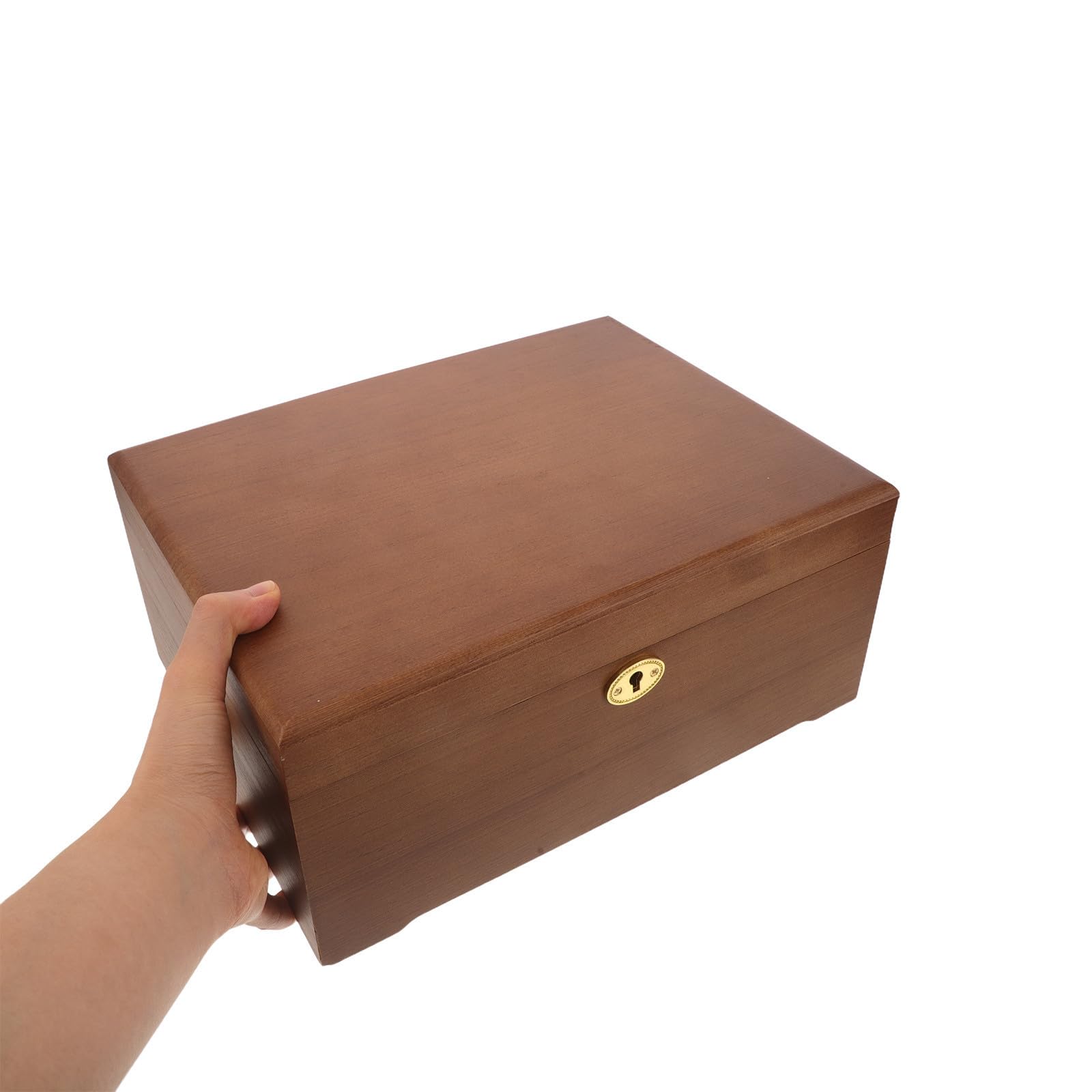 ABOOFAN Caja de Madera Decorativa con Tapa Abatible y Llave, Estilo