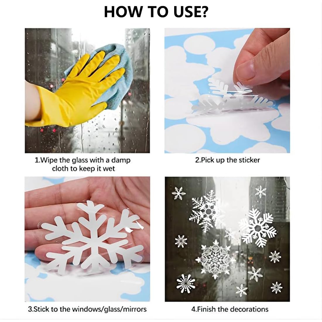 175 Stickers Fenêtre Noël Réutilisables - Flocons De Neige En PVC, Adhésif électrostatique - Imperméables
