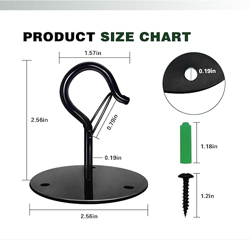 Miniatura 2 de Paquete de 2 ganchos de techo para plantas colgantes con hebillas de seguridad, ganchos para plantas colgantes, colgador de plantas estable